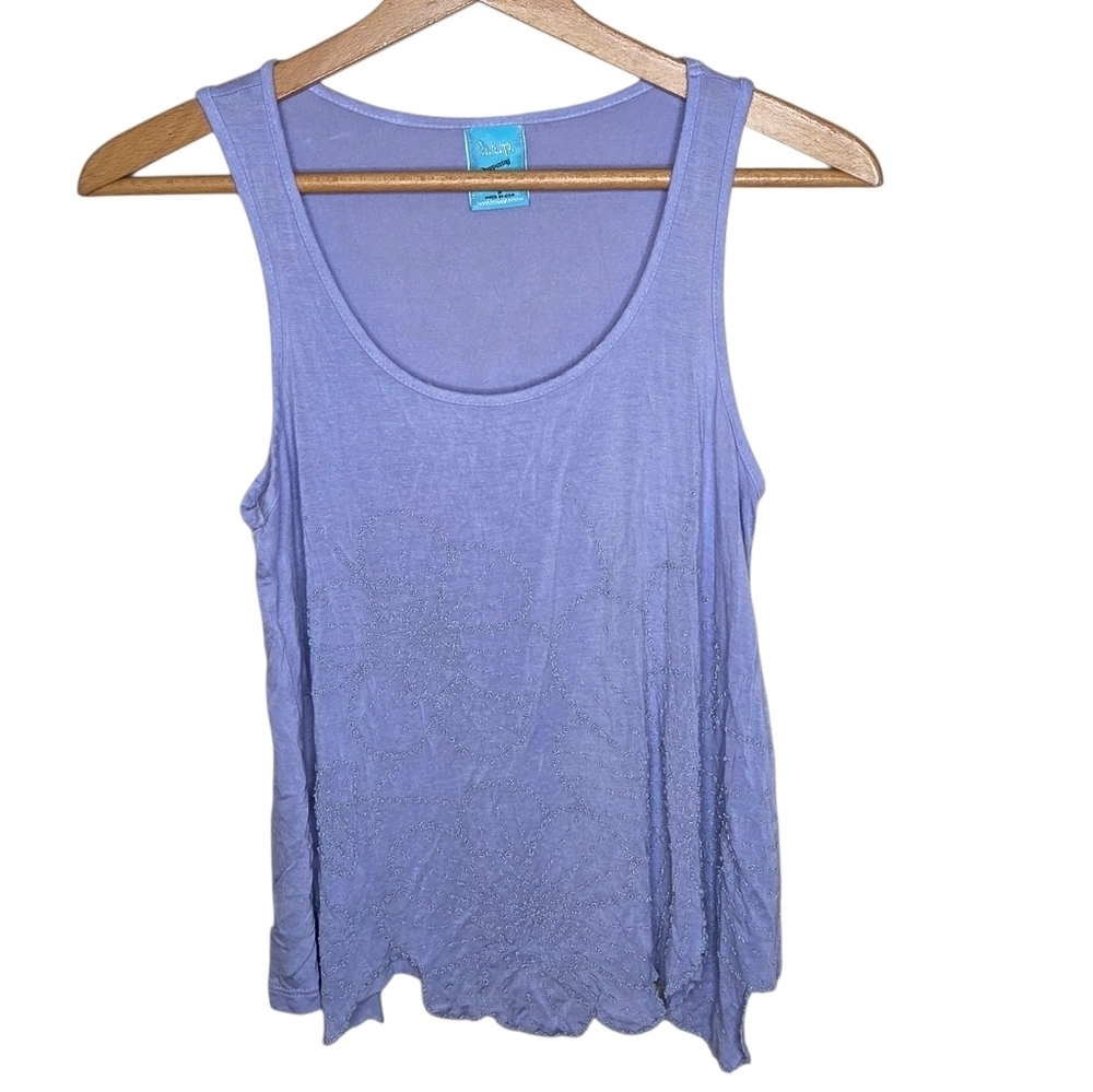H.I.P Lavender Purple Beaded Scoop Neck Tank Top Size Small Casual Summer Basic